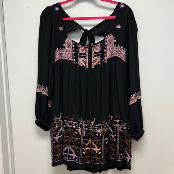 Free People Rhiannon Peasant Embroidered Mini Dress Size Small - Picture 3 of 9